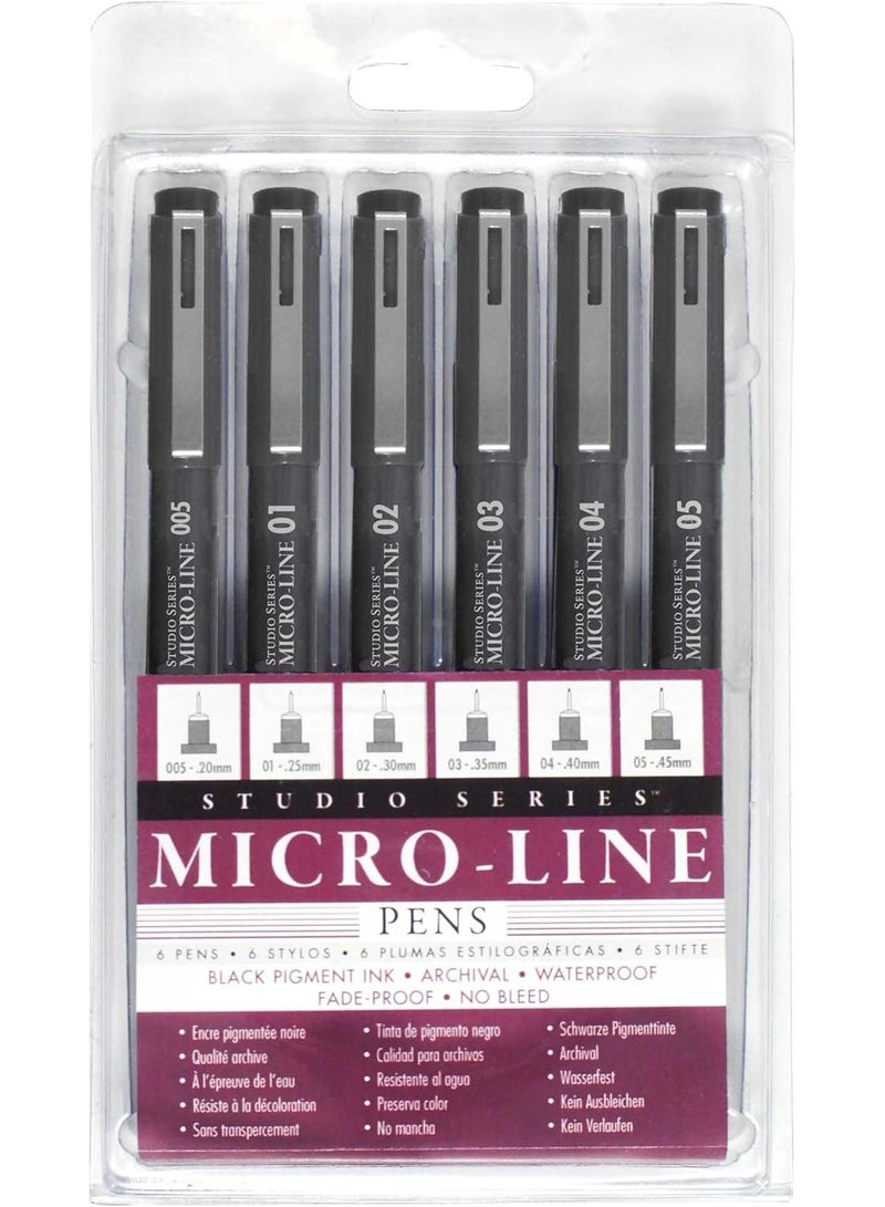 Peter Pauper Press PETER PAUPER PRESS Studio Series Micro-Line Pigment Ink Pen Set (Set of 6)  - Image 1