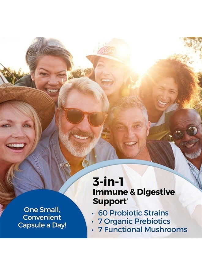 Vital Planet Vital Flora Immune Biome Shelf Stable Probiotic 60 Billion, Digestive Support Probiotics for Women and Men with Prebiotics and Organic Mushrooms, 30 Capsule - Image 3