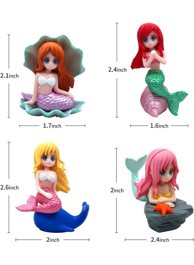 Emily Pets Mermaid Figurines Fish Tanks Mermaid Decoration And Diy Cute Aquarium Themed Decoration, Mermaid Cupcake Toppers Barbie Mermaids Fish Tank Decor Interesting Fish Tank Accessories (4 Pcs) - Image 5
