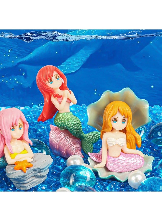 Emily Pets Mermaid Figurines Fish Tanks Mermaid Decoration And Diy Cute Aquarium Themed Decoration, Mermaid Cupcake Toppers Barbie Mermaids Fish Tank Decor Interesting Fish Tank Accessories (4 Pcs) - Image 2