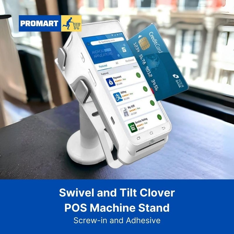 Pro-mart EDC | POS Machine Universal Rotatable and Adjustable Display Holder Cashier Counter Credit Card Machine Mount (White) - Image 2