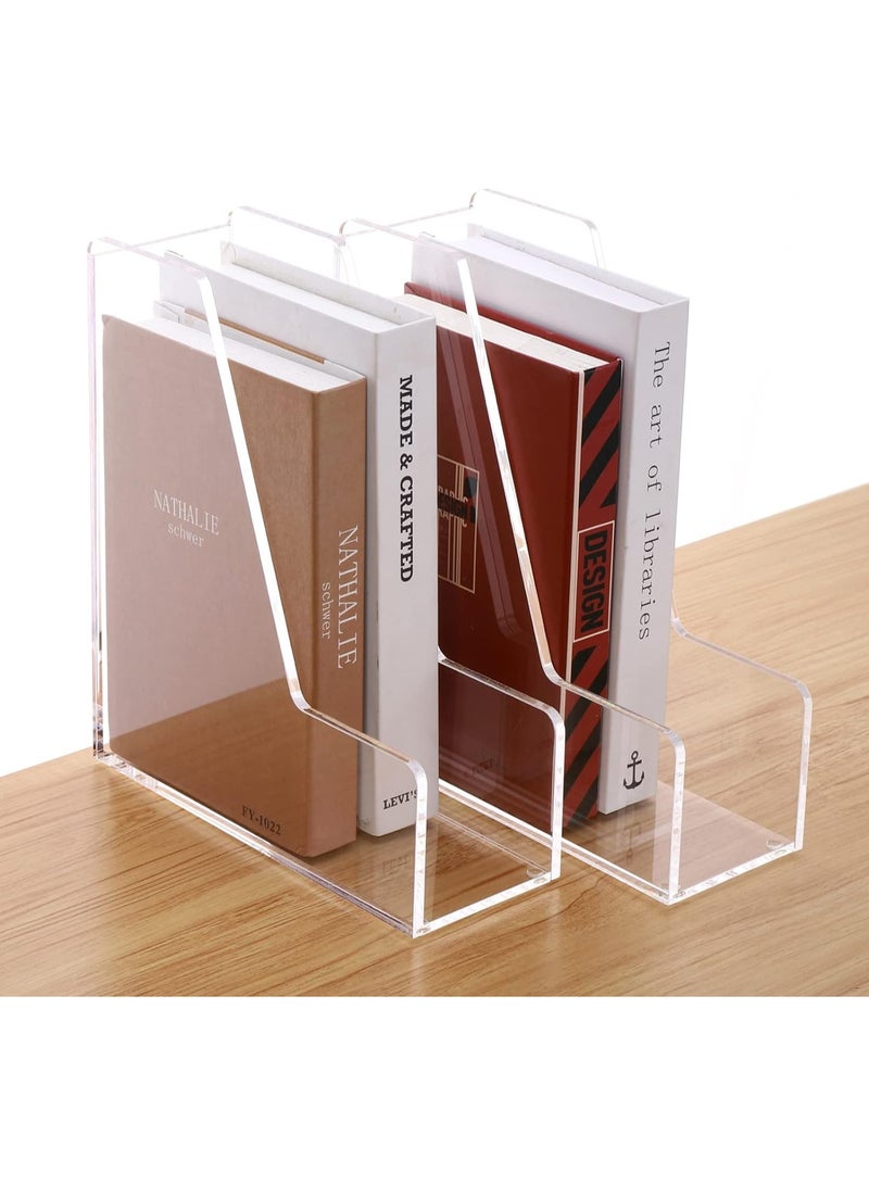 تي بي جي بي حامل ملفات ومجلات شفاف من الأكريليك، منظم مكتبي رأسي - طقم من قطعتين - Image 1