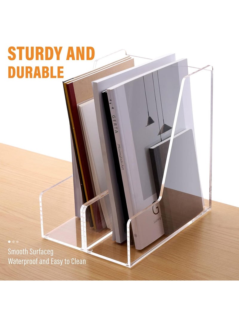 تي بي جي بي حامل ملفات ومجلات شفاف من الأكريليك، منظم مكتبي رأسي - طقم من قطعتين - Image 3