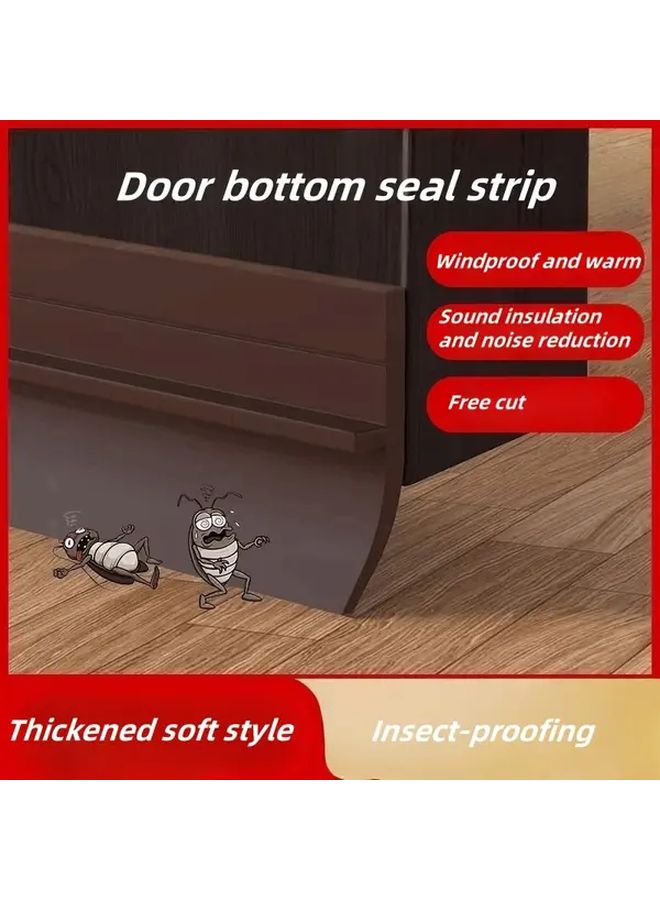Grey Windproof Door Bottom Seal Strip Self-Adhesive Silicone Noise Reduction Draft Stopper - Image 1