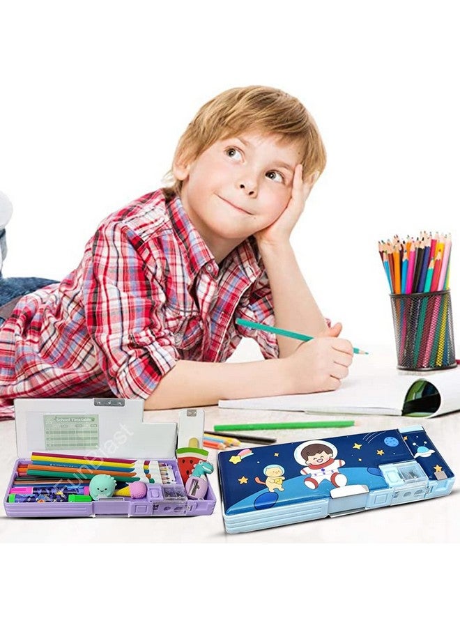 فنبلاست صندوق أقلام بلاستيكي متعدد الوظائف من فن بلاست للأطفال، صندوق أقلام فضاء للأولاد، صندوق أقلام للأطفال للأولاد والبنات، صندوق أقلام مغناطيسي للأولاد، صندوق أقلام منبثق، هدايا بطابع الفضاء للأطفال، متعدد الألوان - Image 5