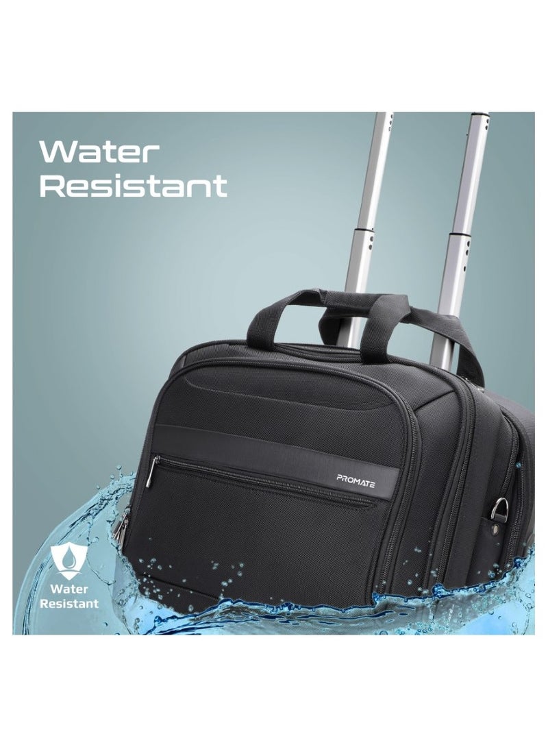 PROMATE Trolley Bag, Versatile 2-in-1 Lightweight Trolley Laptop Bag with Shoulder Strap, Telescoping Handle, Water Resistance and In-Line Wheels for 16” Laptops, MacBooks, iPad, Dell XPS 13, Persona-TR Black - Image 4