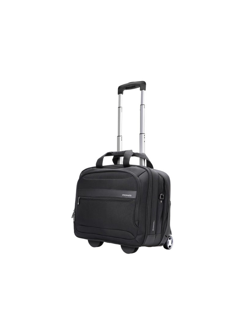 PROMATE Trolley Bag, Versatile 2-in-1 Lightweight Trolley Laptop Bag with Shoulder Strap, Telescoping Handle, Water Resistance and In-Line Wheels for 16” Laptops, MacBooks, iPad, Dell XPS 13, Persona-TR Black - Image 1