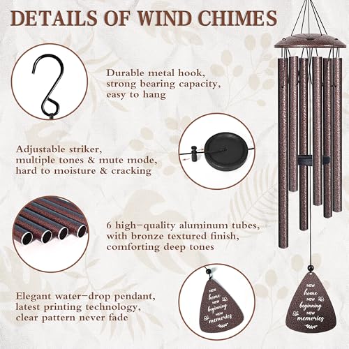 vifoew House Warming Gifts New Home, 32" Bronze Wind Chimes Housewarming Gifts, New Home Gift Ideas for Women Men Homeowners Couples Family Friends, Unique First Home Gift for Apartment Decor - Image 4