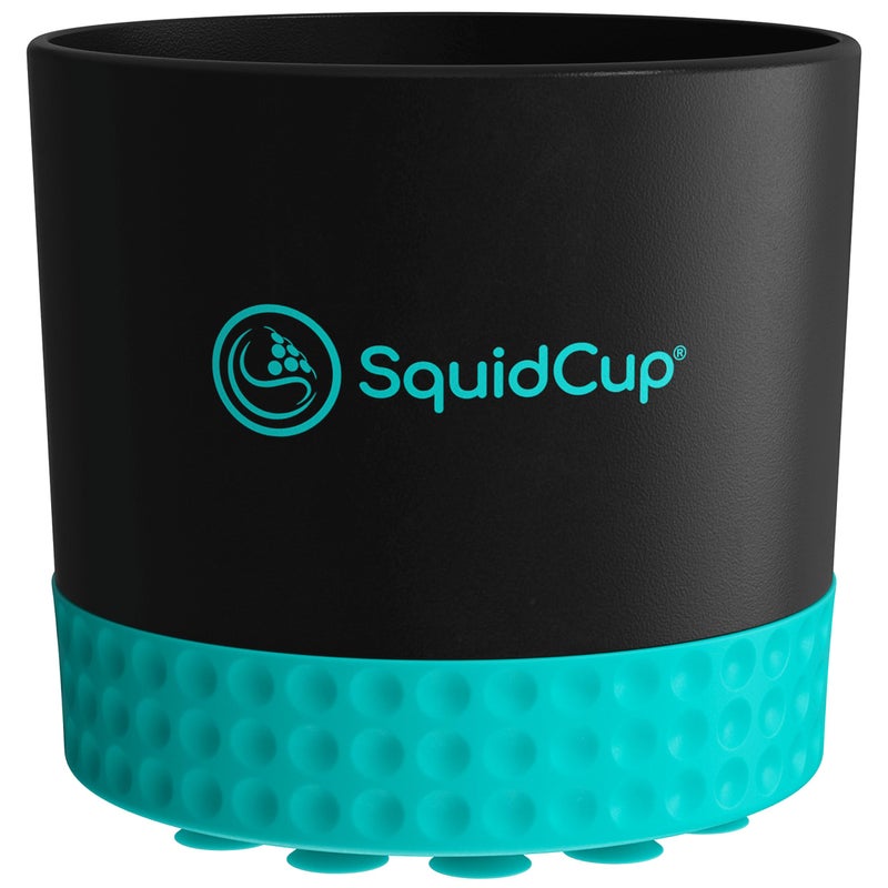 SquidCup Non-Tipping, Anti-Spill Cup Holder for Boats, Kayaks, SUPs, RVs, Fishing & Camping | Universal 12â€“30 oz Fit | BPA-Free, Optional SquidDisk Mount Included for Textured Surfaces (Black/Teal) - Image 1