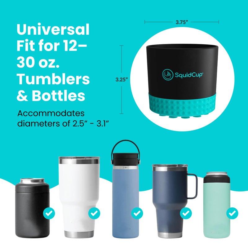 SquidCup Non-Tipping, Anti-Spill Cup Holder for Boats, Kayaks, SUPs, RVs, Fishing & Camping | Universal 12â€“30 oz Fit | BPA-Free, Optional SquidDisk Mount Included for Textured Surfaces (Black/Teal) - Image 3