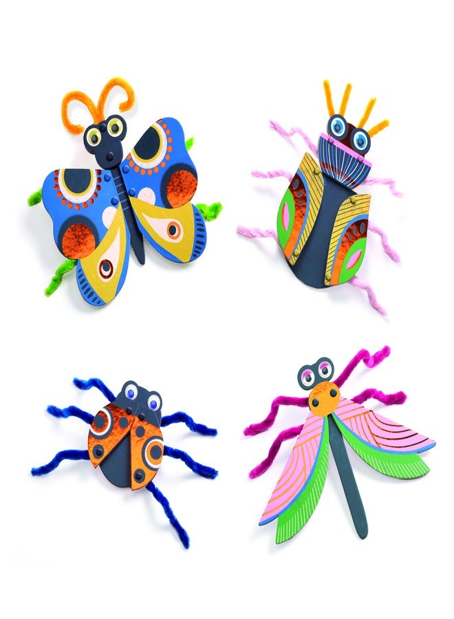 DJECO Fuzzy Bug Craft Kit - Make Your Own 3D Bugs with Pom Poms for Home, School or Gifts - Fun & Creative for Family & Friends - Educational Art Crafts for Preschool, Kids 3+ - Image 2