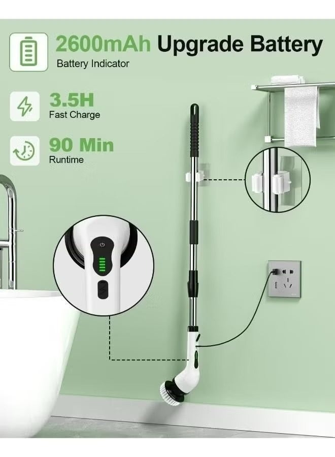 Electric Spin Scrubber Cleaning Brush, Cordless Power Scrubber with Adjustable Extension Handle, Waterproof Bathroom Cleaner for Tiles, Tub, Floor, Kitchen, Multi Surface Scrub Brush Set - Image 5
