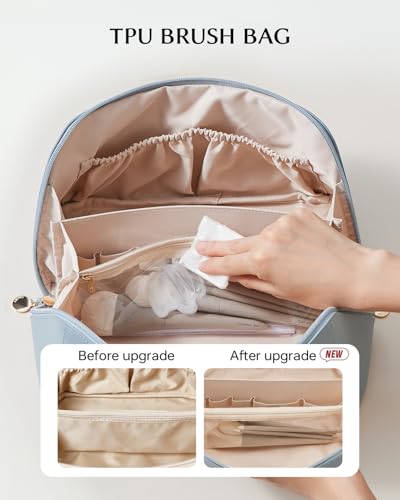 EACHY Travel Makeup Bag,Large Capacity Cosmetic Bags for Women,Portable Pouch Open Flat Toiletry Bag Make up Organizer with Divider and Handle - Image 3