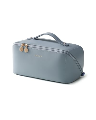 EACHY Travel Makeup Bag,Large Capacity Cosmetic Bags for Women,Portable Pouch Open Flat Toiletry Bag Make up Organizer with Divider and Handle - Image 1