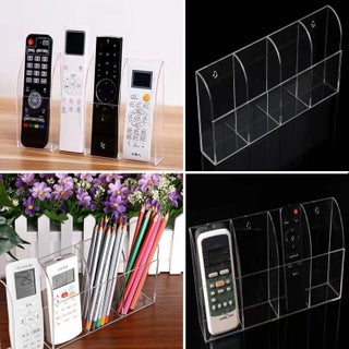 4 Compartments Acrylic Remote Control Holder Wall Mounted Remote Control Storage Box Phone Organizer,10.43 x 5.43 x 1.50 inch