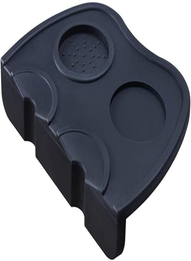 Espresso Mat Silicone Coffee Tamper Mat Corner Tamping and Packing Barista Tool Tamping Mat Silicone Non-Slip Black Complete Scoop and Tamper amping Mat Coffee