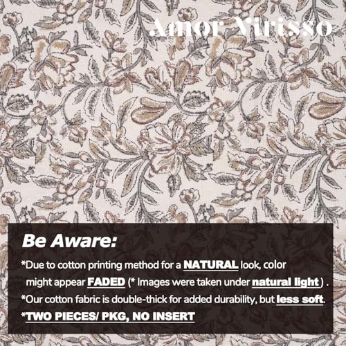 Amor Virisso Floral Throw Pillow Covers 18x18 Set of 2 Vintage Block Print Pillow Covers Decorative Pillow Covers Couch Pillows for Living Room Farmhouse Accent Sofa Pillows, Red/Sand - Image 5