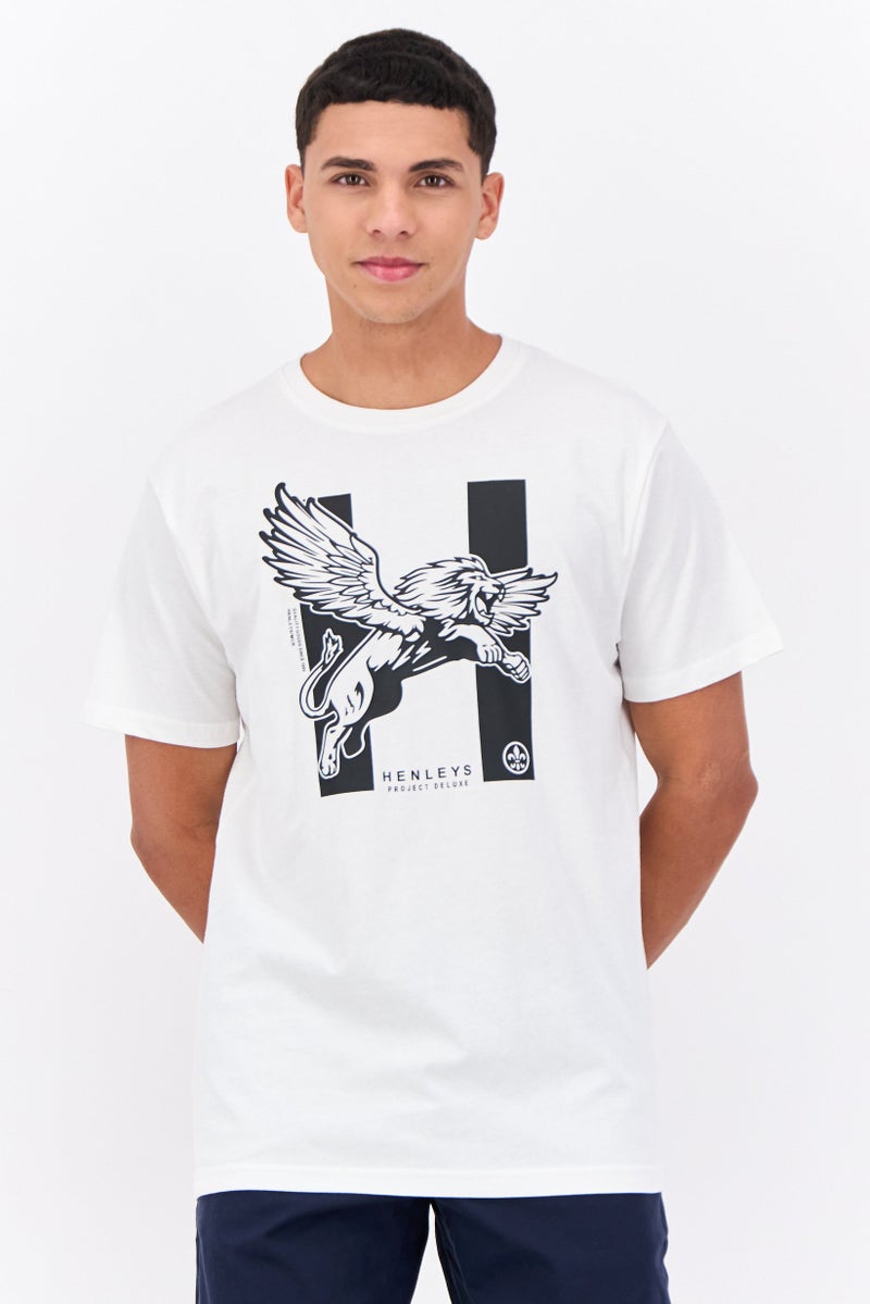 Henleys Men Crew Neck Short Sleeves Graphic Print T-Shirt, White - Image 1