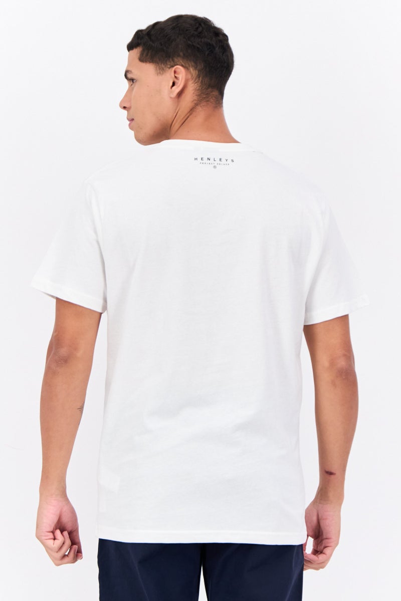 Henleys Men Crew Neck Short Sleeves Graphic Print T-Shirt, White - Image 3