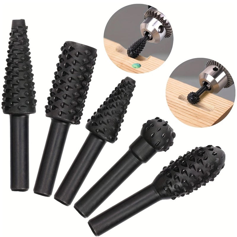 Shangxing 10-Piece Wood Carving Rotary Rasp Set, Woodworking Files & Grinding Heads, Assorted Shapes - Image 5