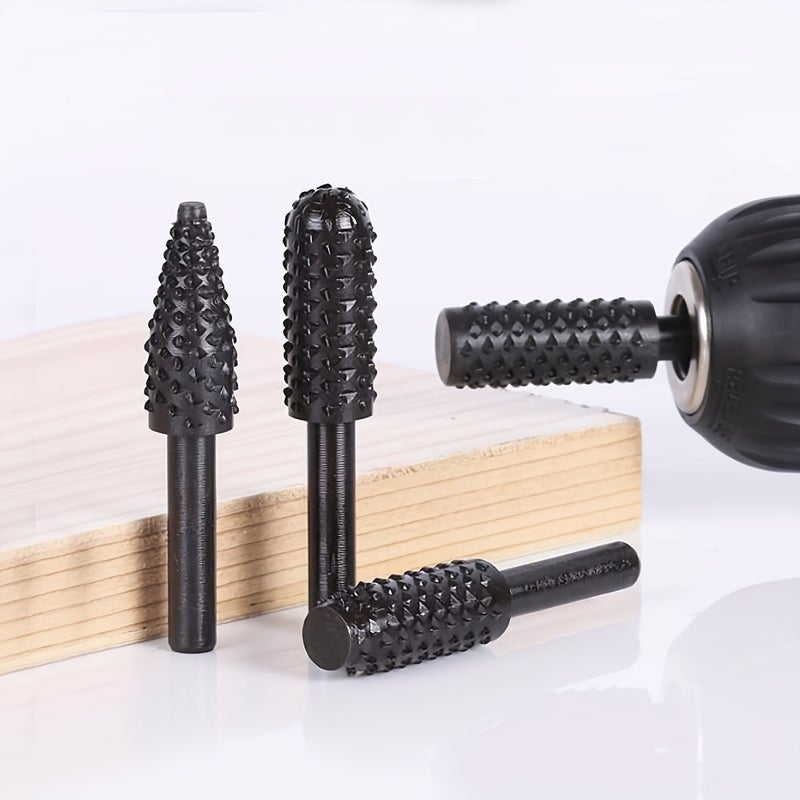 Shangxing 10-Piece Wood Carving Rotary Rasp Set, Woodworking Files & Grinding Heads, Assorted Shapes - Image 3