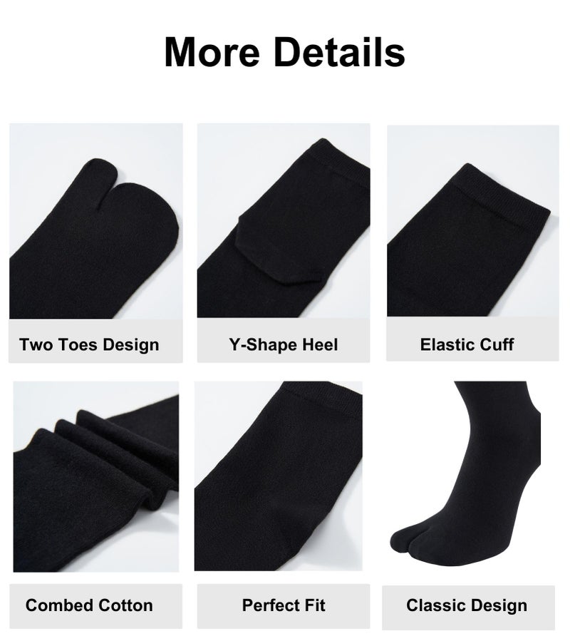 UBUMO Men's Flip Flop Socks Tabi Split Toe Geta Wicking Cotton Pack of 4 - Image 5
