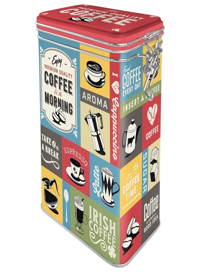 Nostalgic Art Nostalgic-Art Retro coffee tin box, 44 oz, Coffee Collage - Gift idea for coffee fans, metal clip top can, vintage design - Image 1