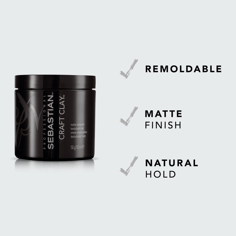 Sebastian Professional Craft Clay with Matte Finish | Remoldable Texturizing Hair Styling Clay for Natural Hold | 1.7 oz - Image 4