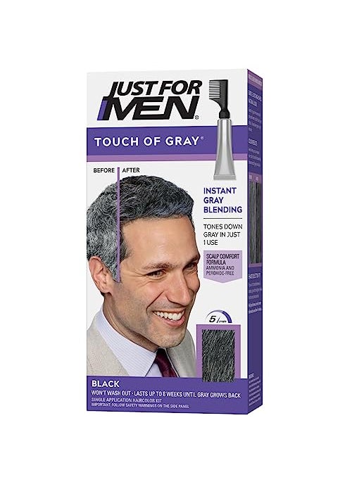 Just For Men Just For Men Touch of Gray, Mens Hair Color Kit with Comb Applicator for Easy Application, Great for a Salt and Pepper Look - Black, T-55, Pack of 1 