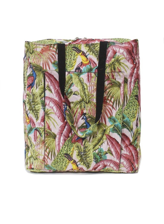 INDIAN CRAFT CASTLE Women Totes Hobo Purses Tote Bag with Yoga Mat Carrier Pocket Carryall Shoulder Bag for Office, Workout, Pilates, Travel, Beach and Gym (Pink & Green) - Image 2