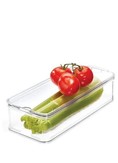 Idesign Crisp Stackable Refrigerator And Pantry Produce Crisp Bin, Clear/White, Id71340Es