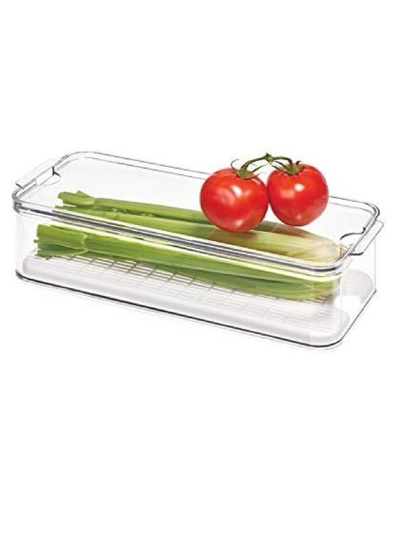 Idesign Crisp Stackable Refrigerator And Pantry Produce Crisp Bin, Clear/White, Id71340Es
