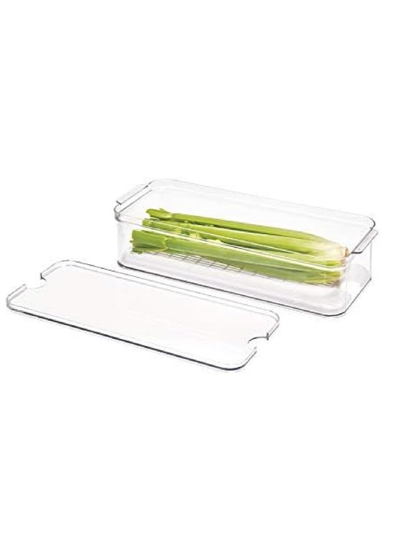 Idesign Crisp Stackable Refrigerator And Pantry Produce Crisp Bin, Clear/White, Id71340Es