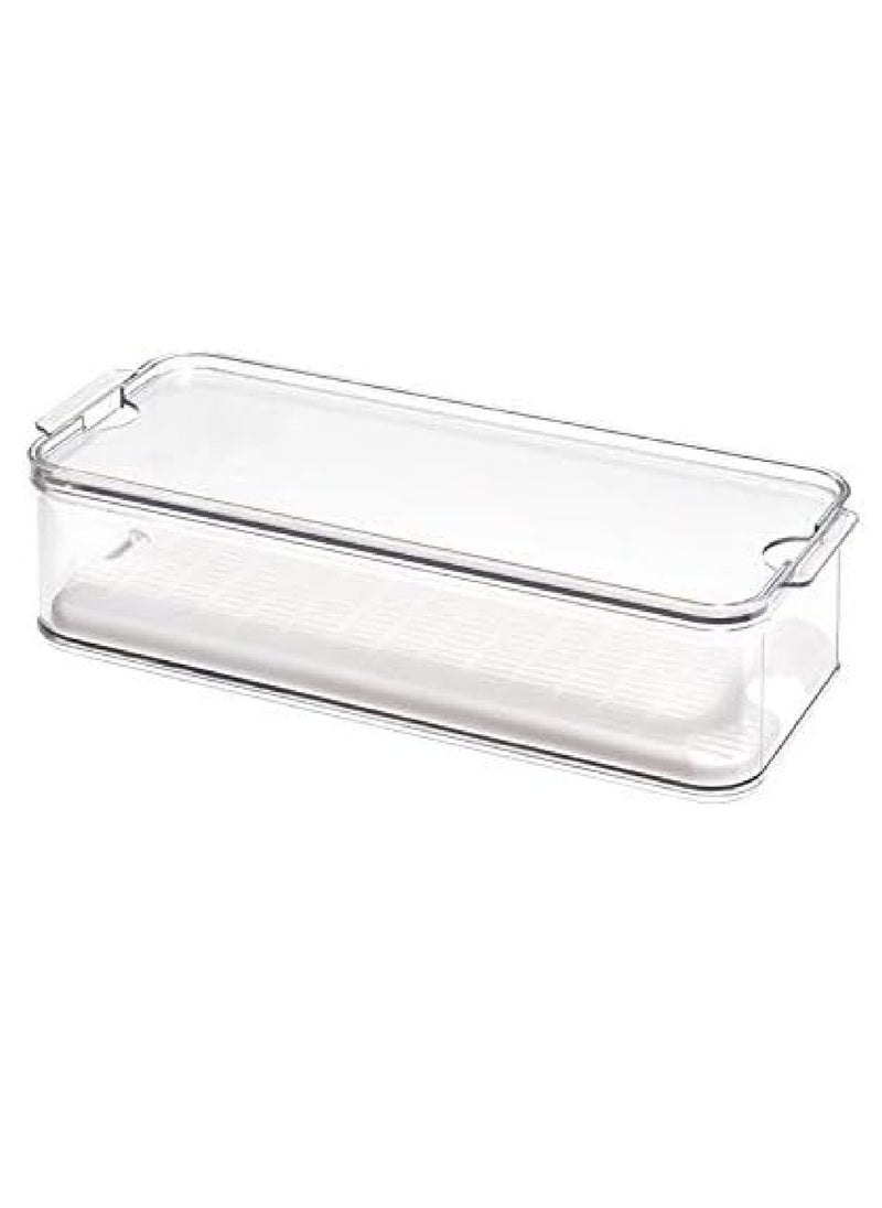 Idesign Crisp Stackable Refrigerator And Pantry Produce Crisp Bin, Clear/White, Id71340Es