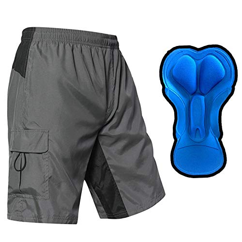 EZRUN Men's 3D Padded Mountain Bike Shorts Lightweight MTB Cycling Shorts (Grey Black,l) - Image 1