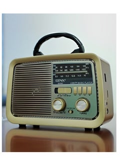 جولد كرست راديو HI-FI بثلاث قنوات FM - AM - SW ذهبي/بني/أسود بلوتوث AUX بطاقة TF قرص فلاش USB  - Image 2