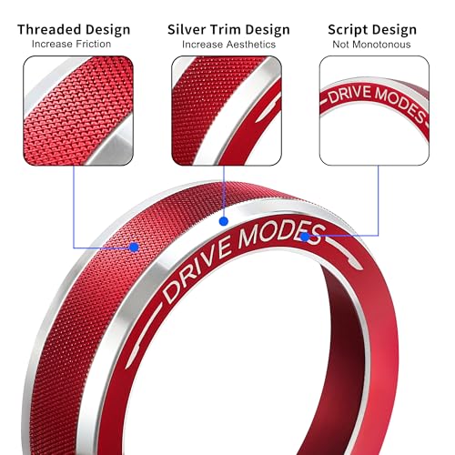TOMALL Aluminum 4WD Drive Mode Knob Cover Compatible with Ford Ranger 2023 2024 2025 RaptorLariatXLT FourWheel Drive Selector Control Switch Button Ring Car Interior Decor Accessories Trim Red - Image 3