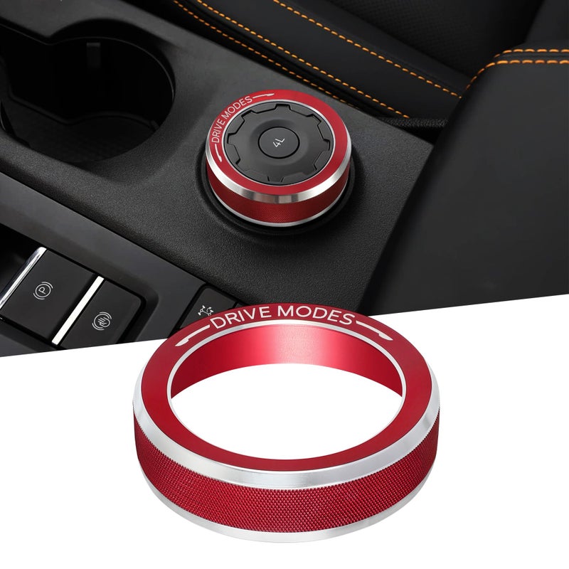 TOMALL Aluminum 4WD Drive Mode Knob Cover Compatible with Ford Ranger 2023 2024 2025 RaptorLariatXLT FourWheel Drive Selector Control Switch Button Ring Car Interior Decor Accessories Trim Red - Image 2