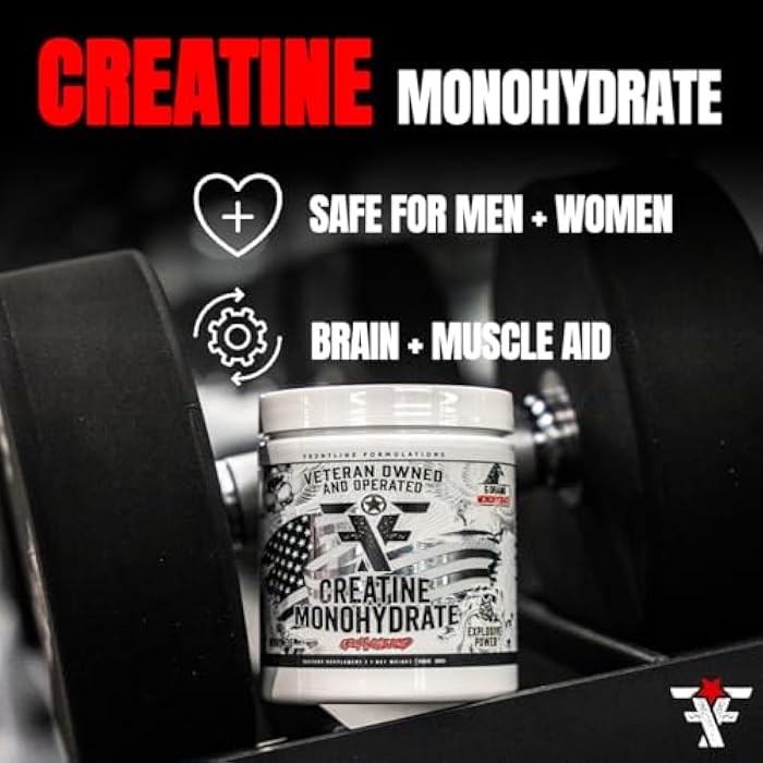 FRONTLINE FORMULATIONS Creatine Monohydrate, Promotes Lean Muscle Growth, Unflavored, Aids Muscle Recovery, Post-Workout Supplement, Veteren Owned and Operated (60 Servings, Creatine Monohydrate) - Image 4
