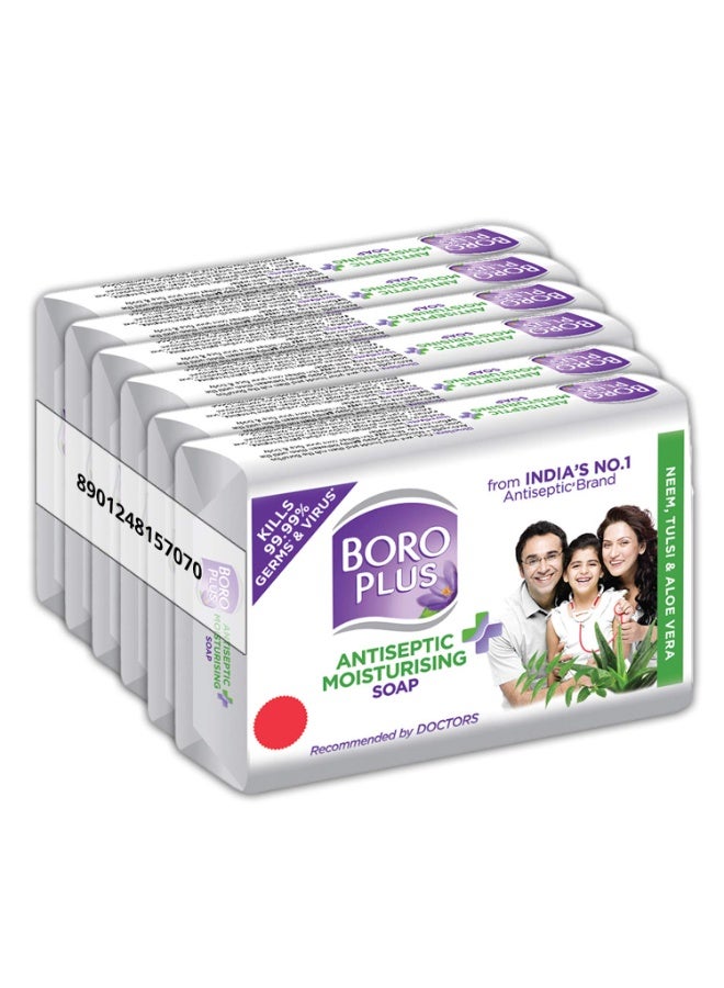Boroplus Antiseptic And Moisturising Bathing Soap With Aloe Vera, Neem And Tulsi | 99.9% Germ And Virus Protection | For Smooth, Soft & Nourished Skin, 125G (Pack Of 6) - Image 1