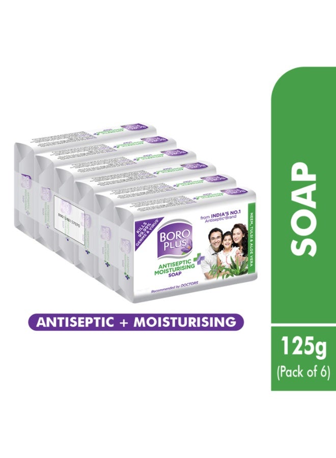 Boroplus Antiseptic And Moisturising Bathing Soap With Aloe Vera, Neem And Tulsi | 99.9% Germ And Virus Protection | For Smooth, Soft & Nourished Skin, 125G (Pack Of 6) - Image 2