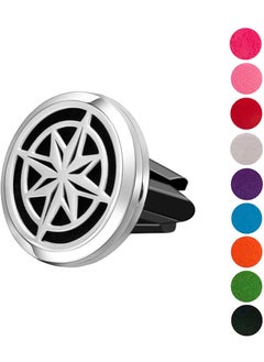 mEssentials Wild Essentials Nautical Star Essential Oil Car Vent Diffuser, Stainless Steel Locket Pendant with 8 Color Refill Pads, Customizable Color Changing Air Freshener for Aromatherapy 