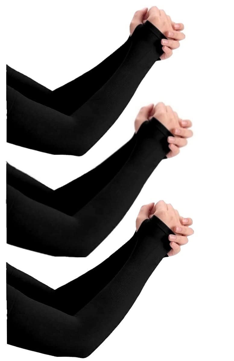 NESVIB 3 Pairs Biker/Sports Full Arm Fingerless Sleeves Gloves for UV, Dust, Summer, Sun Protection for men and Women - Image 1