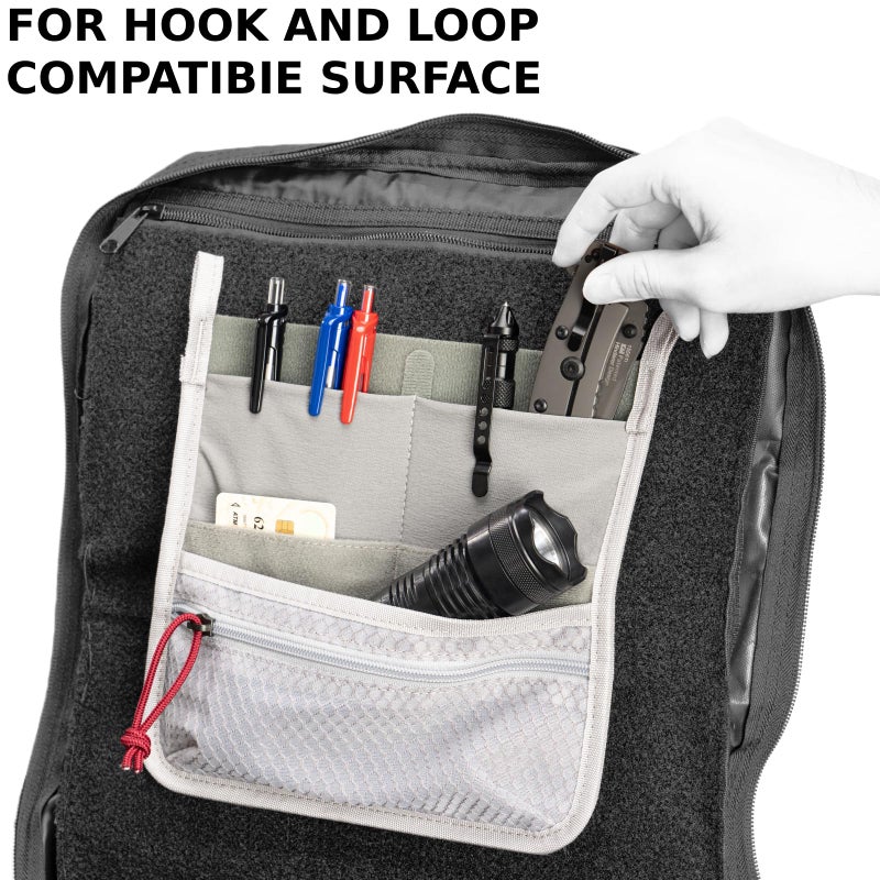 VEAPILS Multi Pocket Admin Organizer for Backpack, Hook and Loop Pouch Mesh Zipper Pouch, Tactical Backpack Organizer Insert for Men & Women, EDC Tool Kits for Outdoor Travel - Tactical Bag Accessories - Image 4