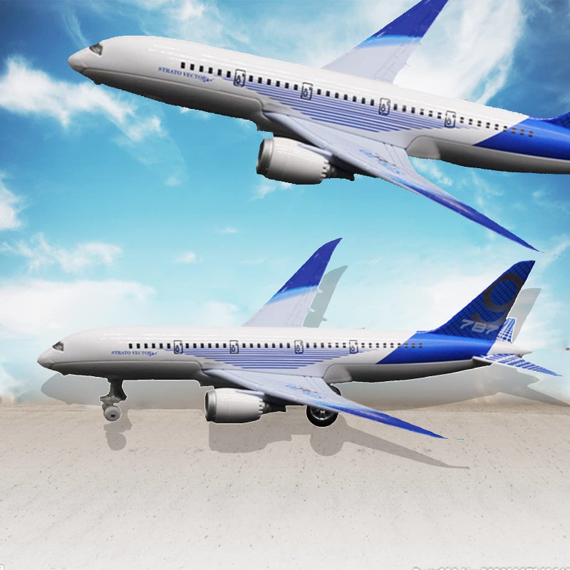 Airplane Toys Bump and Go Airlines Die Cast Metal Model Plane Toy with Lights and Sounds for Kids Blue - Image 3
