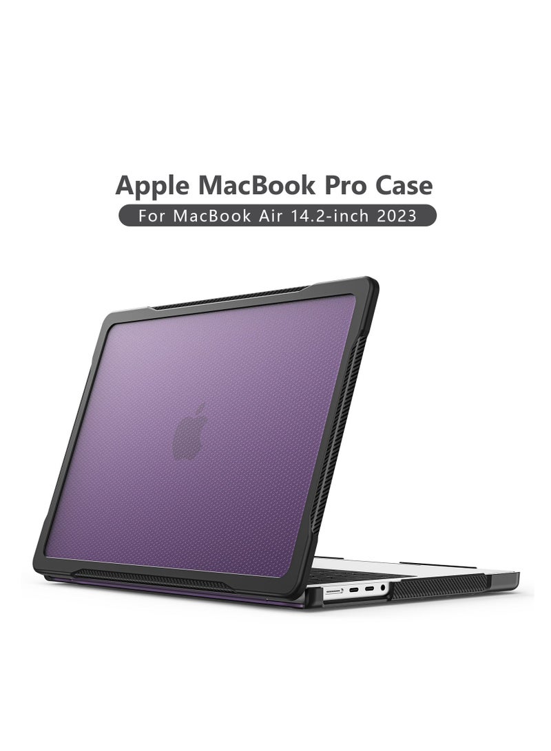 GULFLINK Hard Shell Case Cover with Kickstand Shockproof Function for MacBook Pro A2442/A2779 14.2 inch Purple - Image 1