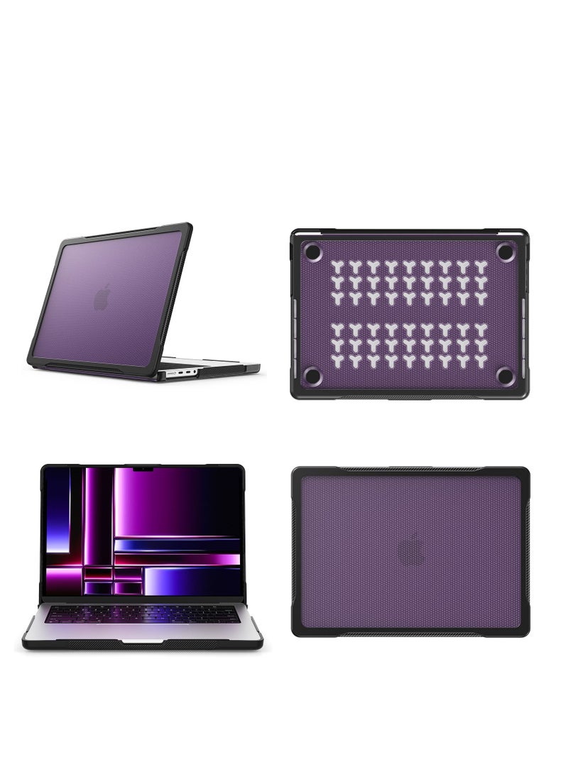 GULFLINK Hard Shell Case Cover with Kickstand Shockproof Function for MacBook Pro A2442/A2779 14.2 inch Purple - Image 5
