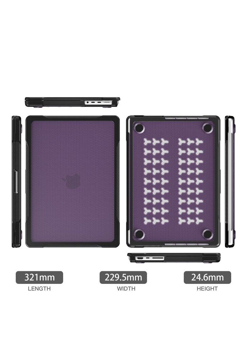 GULFLINK Hard Shell Case Cover with Kickstand Shockproof Function for MacBook Pro A2442/A2779 14.2 inch Purple - Image 4