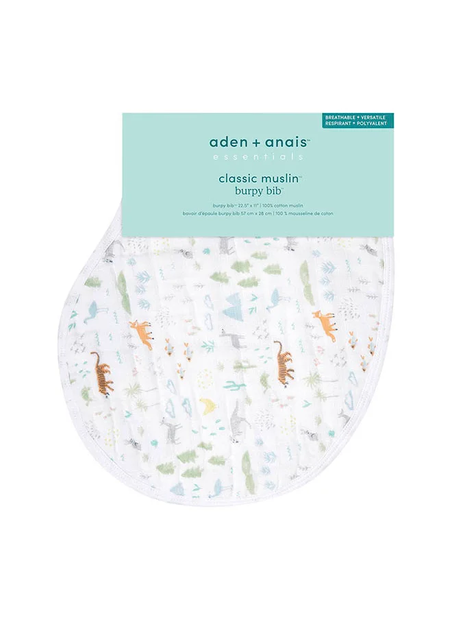 aden + anais Essentials Baby Multi - Use Burp Cloth And Bib For Infant And Toddler, 100% Cotton Muslin, Soft Absorbent 4 Layers, Single, 57 X 28 Cm G3303B