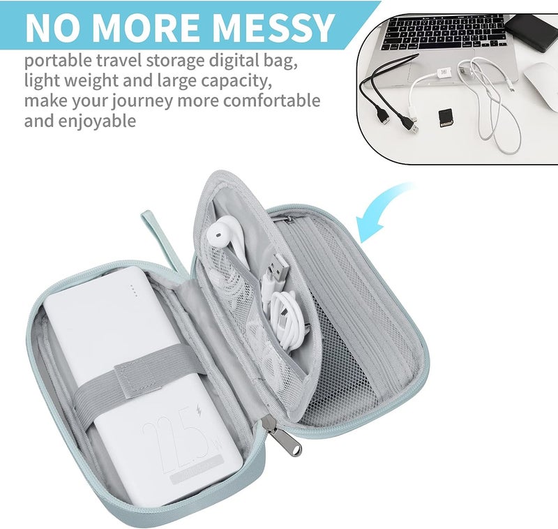Ambiger Faux Leather Electronic Gadget Travel Organizer, Electronic Accessories Bag, Gadget Organizer Case, Cable Organizer Bag Portable , External Hard Drive Portable Carrying Case (Grey) - Image 2